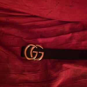 Gucci Black Belt with Gold GG Buckle